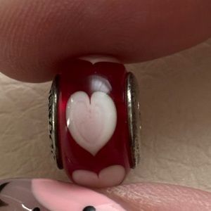Authentic Pandora Red and Pink glass heart charm